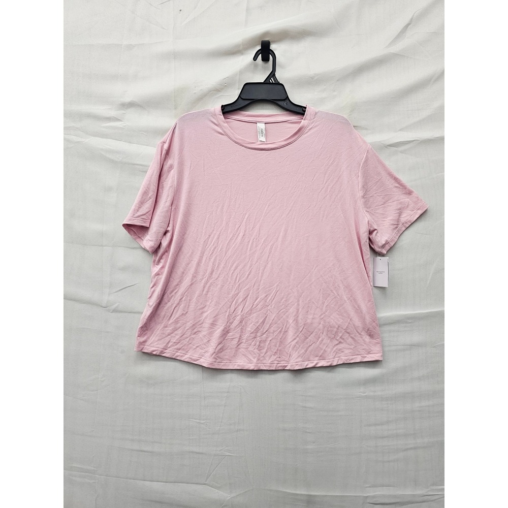 Auden Womens Short Sleeve Crewneck Tee Pink Rayon Blend Casual Size XXL